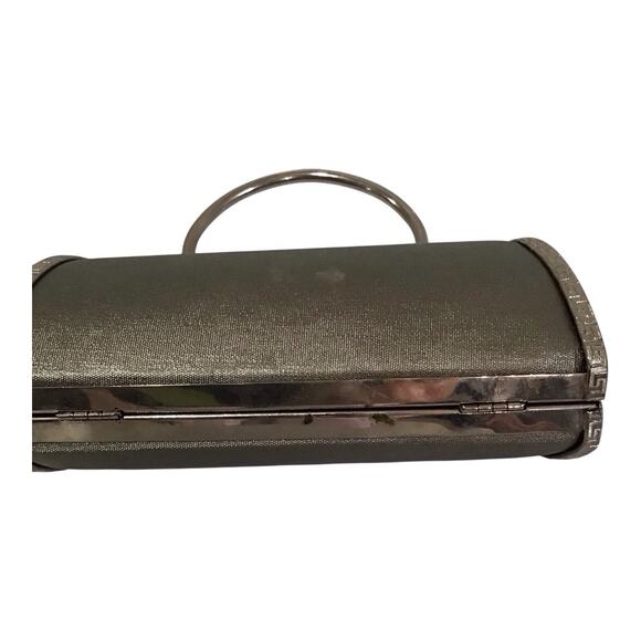 Vintage Silver Metal Clutch Purse Evening Handbag Top Handle 8.5x4 - Picture 10 of 16